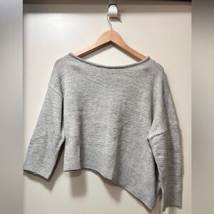 Elegant Off-the-Shoulder Gray Sweater